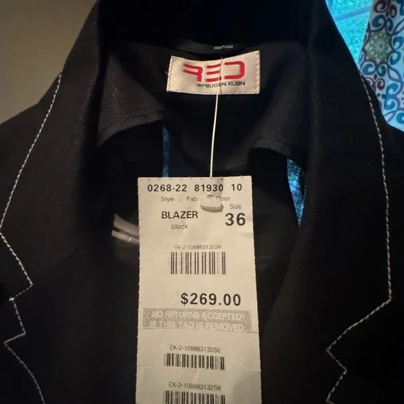 “RED” Black Blazer with White Stitching - Picture 7 of 8